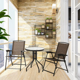 NNECW 3 Piece Patio Bistro Set Round Table and 2 Folding Chairs for Home Yard Deck