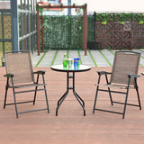 NNECW 3 Piece Patio Bistro Set Round Table and 2 Folding Chairs for Home Yard Deck