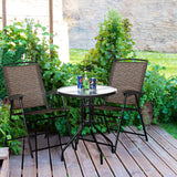 NNECW 3 Piece Patio Bistro Set Round Table and 2 Folding Chairs for Home Yard Deck