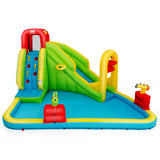NNECW Inflatable Water Slide with Climbing Wall and Water Gun for Indoor/Outdoor Play without Blower