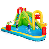 NNECW Inflatable Water Slide with Climbing Wall and Water Gun for Indoor/Outdoor Play without Blower