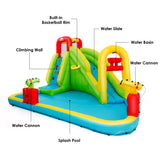 NNECW Inflatable Water Slide with Climbing Wall and Water Gun for Indoor/Outdoor Play without Blower