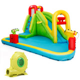 NNECW Inflatable Water Slide with Climbing Wall & Pool & Water Gun & Blower