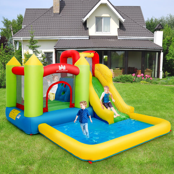 NNECW Inflatable Jumping Castle Water Slide with Splash Pool with Blower