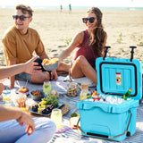 NNECW Portable Ice Chest with Cup Holders for Camping Blue