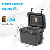 NNECW Portable Ice Chest with Cup Holders for Camping Gray
