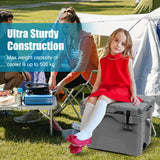 NNECW Portable Ice Chest with Cup Holders for Camping Gray