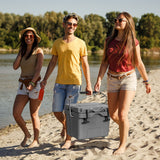 NNECW Portable Ice Chest with Cup Holders for Camping Gray