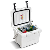 NNECW Portable Ice Chest with Cup Holders for Camping White