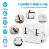 NNECW Portable Ice Chest with Cup Holders for Camping White