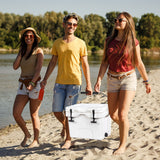 NNECW Portable Ice Chest with Cup Holders for Camping White