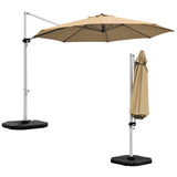 NNECW Round Cantilever Umbrella with Heavy-Duty Aluminum Pole for Garden-Beige