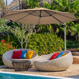 NNECW Round Cantilever Umbrella with Heavy-Duty Aluminum Pole for Garden-Beige