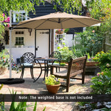 NNECW Round Cantilever Umbrella with Heavy-Duty Aluminum Pole for Garden-Beige