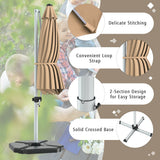 NNECW Round Cantilever Umbrella with Heavy-Duty Aluminum Pole for Garden-Beige