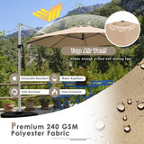 NNECW Round Cantilever Umbrella with Heavy-Duty Aluminum Pole for Garden-Beige