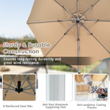 NNECW Round Cantilever Umbrella with Heavy-Duty Aluminum Pole for Garden-Beige