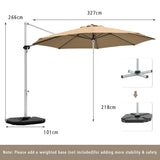 NNECW Round Cantilever Umbrella with Heavy-Duty Aluminum Pole for Garden-Beige