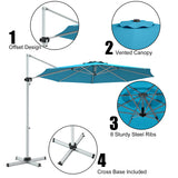 NNECW Round Cantilever Umbrella with Heavy-Duty Aluminum Pole for Garden-Navy
