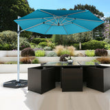 NNECW Round Cantilever Umbrella with Heavy-Duty Aluminum Pole for Garden-Navy