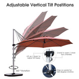 NNECW Round Cantilever Umbrella with Heavy-Duty Aluminum Pole for Garden-Red