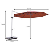 NNECW Round Cantilever Umbrella with Heavy-Duty Aluminum Pole for Garden-Red