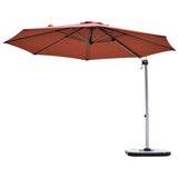 NNECW Round Cantilever Umbrella with Heavy-Duty Aluminum Pole for Garden-Red