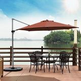 NNECW Round Cantilever Umbrella with Heavy-Duty Aluminum Pole for Garden-Red