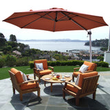 NNECW Round Cantilever Umbrella with Heavy-Duty Aluminum Pole for Garden-Red