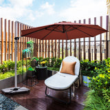 NNECW Round Cantilever Umbrella with Heavy-Duty Aluminum Pole for Garden-Red