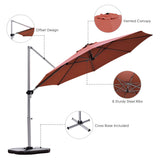NNECW Round Cantilever Umbrella with Heavy-Duty Aluminum Pole for Garden-Red