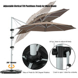 NNECW Round Cantilever Umbrella with Heavy-Duty Aluminum Pole for Garden-Brown