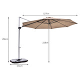 NNECW Round Cantilever Umbrella with Heavy-Duty Aluminum Pole for Garden-Brown