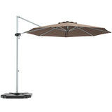 NNECW Round Cantilever Umbrella with Heavy-Duty Aluminum Pole for Garden-Brown