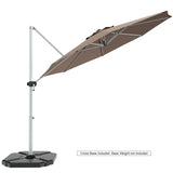 NNECW Round Cantilever Umbrella with Heavy-Duty Aluminum Pole for Garden-Brown