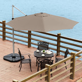 NNECW Round Cantilever Umbrella with Heavy-Duty Aluminum Pole for Garden-Brown