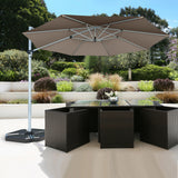 NNECW Round Cantilever Umbrella with Heavy-Duty Aluminum Pole for Garden-Brown