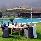 NNECW Round Cantilever Umbrella with Heavy-Duty Aluminum Pole for Garden-Brown