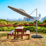 NNECW Round Cantilever Umbrella with Heavy-Duty Aluminum Pole for Garden-Brown