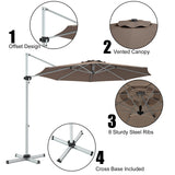 NNECW Round Cantilever Umbrella with Heavy-Duty Aluminum Pole for Garden-Brown