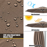 NNECW Round Cantilever Umbrella with Heavy-Duty Aluminum Pole for Garden-Brown