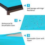 NNECW Outdoor Reclining Chaise with Adjustable Backrest for Garden Turquoise
