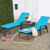 NNECW Outdoor Reclining Chaise with Adjustable Backrest for Garden Turquoise