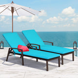 NNECW Outdoor Reclining Chaise with Adjustable Backrest for Garden Turquoise