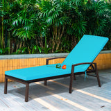 NNECW Outdoor Reclining Chaise with Adjustable Backrest for Garden Turquoise