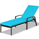 NNECW Outdoor Reclining Chaise with Adjustable Backrest for Garden Turquoise