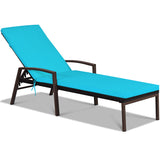 NNECW Outdoor Reclining Chaise with Adjustable Backrest for Garden Turquoise