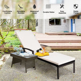 NNECW Outdoor Reclining Chaise with Adjustable Backrest for Garden White