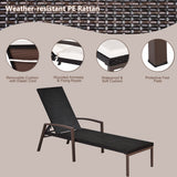 NNECW Outdoor Reclining Chaise with Adjustable Backrest for Garden White