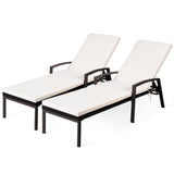 NNECW Outdoor Reclining Chaise with Adjustable Backrest for Garden White